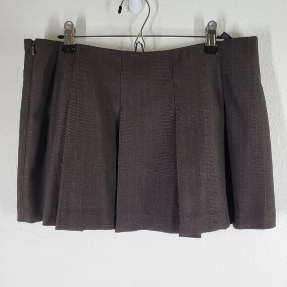 Ben Sherman Micro Mini Skirt Pleated Womens Small Brown Houndstooth Y2K Academia - Picture 6 of 9